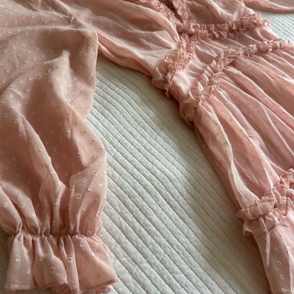 Elegant Pink Ruffle Dress - Picture 6 of 8